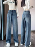 Bjlxn Fashion Y2k Hot Drilling Jeans High Waist Wide Leg Pants Spring Street Casual Plus Size Loose Denim Straight Legs Trousers Women