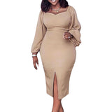 African Dresses For Women Dashiki V Neck Sexy Long Sleeve Vestidos Fashion Casual Female Long Pencil Dress Summer