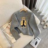 Bjlxn Women Cashmere Sweater Autumn Winter Korean Style Cartoon Bear Long Sleeve y2k Clothes Pullovers Knitted Sweaters For Women