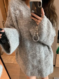 Bjlxn High Quality Hot Selling Wool Round Neck Sweater Women 2024 New Soft Loose Lazy Gentle Style Knitted Top Winter Clothes Y2k