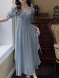 Bjlxn 2024 Summer Elegant Women Sweet Party Midi Holiday Dresses Casual Female Lace Up Robe