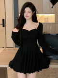 Bjlxn Women Fashion Mini Y2K Dress Autumn Spring New Vestidos Female Elegant Chic Slim Sexy Clothes