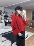 Bjlxn Korean style Long Sleeve Sweater Autumn Winter New Hooede Womens Clothing Pullover Tops Warm Fashion Women Knitwears