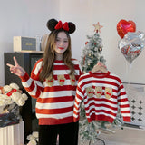 Dad Mom And Baby Matching Clothes Family Christmas Sweater Cute Bear Long Sleeve Autumn Winter Mother Daughter Son Knit Jumper