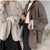 Vintage Brown Blazer Women Elegant Official Ladies Spring Autumn Fashion Long Sleeve Oversized Chic Casual Suit Jacket