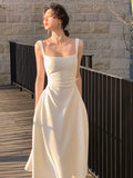 Bjlxn Summer Women Elegent New French White Black Party Prom Midi Dress Female Sexy Fashion Slim Clothes Vestidos Robe