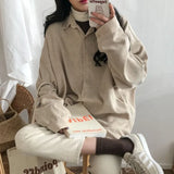 Bjlxn  Corduroy Shirt Women's Long Sleeve Top Women's Outerwear Women's Autumn Coat Korean Fashion Brand Clothing