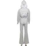 Bjlxn Autumn Hooded Tops 2 Piece Pant Set Outfits Women Winter Y2K Streetwear Pullover Sportwear Sexy Elegant Grey Two Piece Sets