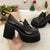 Pu Leather Women's Platform Loafers 2023 Gothic Black Chunky High Heels Pumps Woman Preppy Style Jk Uniform Shoes Mujer
