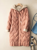 Bjlxn Long Down Jacket Women Winter Warm Hooded Casual Korean White Duck Down Coat Female Long Sleeve Loose Parkas Snow Wear Outwear