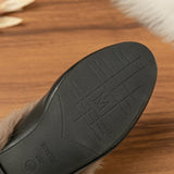 Bjlxn winter women's plush outdoor slippers mules Metal British style Genuine fur rabbit flats Ladies casual shoes