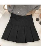 Bjlxn Vintage Brown Pleated Skirt Women Spring Summer Korean Style Y2K High Waisted A-line Mini Skirts Preppy Style Girls Causal