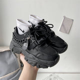 2023 Women's Chunky Sneakers Thick Bottom Platform Chain Vulcanize Shoes Fashion Breathable Casual Walking Shoe for Woman Female