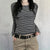 Women T-shirt Long Sleeve Crew Neck Striped Fall Slim Fit Ladies Tops For Casual Daily