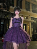 Bjlxn - French Lolita Purple Dress High Grade Starry Sky Sparkling Dress Cos Evening Palace Princess Dress Vintage Violet Glitter Skirt