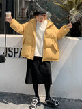 Bjlxn Women Short Jacket Winter Thick Hooded Cotton Padded Coats Female Korean Loose Puffer Parkas Ladies Oversize Outwear