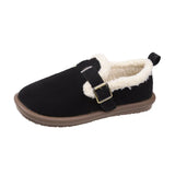 Bjlxn Shoes Woman Flats Round Toe Casual Female Sneakers Slip-on Loafers Fur Dress Winter Retro Slip On New Lace-Up Rubber Flock Leisu