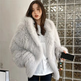 Bjlxn Winter Faux Fur Coat Women Hooded Loose Long Sleeve Outerwear High Street Luxury Fur Jacket Female Fashion Overcoats 2024 New