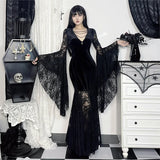 Bjlxn Halloween Gothic Women Dress Long Sleeve High Waist Dresses 2024 New Goth Aesthetic 9Os Sexy Slim Party Club Dress