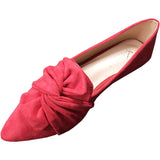 Bjlxn Flat Shoes for Women Suede Velvet Spring Summer Casual Shoes Women Flats Bow Flower Pointed Scoop Shoes Slip on Size 33 34 43