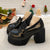 Super High Heels Loafers Women 2023 Autumn Patent Leather Chunky Platform Pumps Woman Slip On Black Jk Uniform Shoes Mary Janes