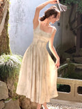 Bjlxn New Summer Women Slim Bodycon Elegant Midi A Line Dress Wedding Evening Prom Birthday Lady Clothes New Robe