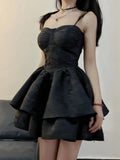 Bjlxn Black Sexy Lolita Dress Women Gothic Vintage Mini Dresses Harajuku Halloween Cosplay Costumes Long Sleeve Fairy Dress