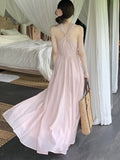 Sexy Halter Pink Long Dresses for Women New Summer Holiday Beach Dress Split Sleeveless Korean Fashion Prom Robe Vestidos Mujer