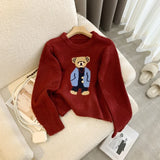 Bjlxn Women Cashmere Sweater Autumn Winter Korean Style Cartoon Bear Long Sleeve y2k Clothes Pullovers Knitted Sweaters For Women