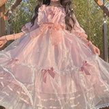 Bjlxn - Summer Tea Party Kawaii Gothic Palace Dream Dress Japanese Lolita Sweet Lolita Dress Vintage Victorian Lolita Pearl Princess Op