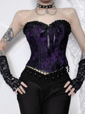 Bjlxn Aesthetic Gothic Purple Vest Women Vintage Cyber Punk Tassel Bandage Crop Tank Tops Streetwear Y2k E-girl Indie Clothes