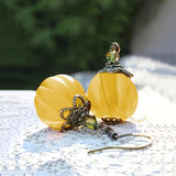 Bjlxn Pumpkin-Shaped Dangle Earrings - Retro-Inspired, Simple, and Trendy Alloy Jewelry for Holiday Season - Unique Gift Idea for Women and Girls