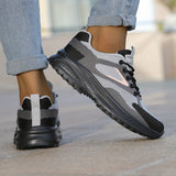 Women's Casual Geometric Pattern Breathable Sneakers - All-Season Low Top Lace-Up Round Toe Running Shoes with Mesh Upper & MD Sole - Quanzhou Fashion Sport Footwear