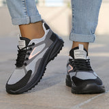 Women's Casual Geometric Pattern Breathable Sneakers - All-Season Low Top Lace-Up Round Toe Running Shoes with Mesh Upper & MD Sole - Quanzhou Fashion Sport Footwear