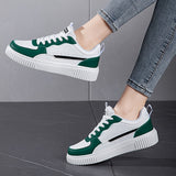 Bjlxn Comfortable Women's Platform Skate Shoes, All-Match Lace Up Round Toe Sneakers for Walking Trainers