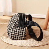 Houndstooth Charm - Durable Canvas Crossbody Waist Bag for Women - Stylish Outdoor Travel Purse with Secure Chest Fit