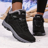 Cozy Fleece-Lined Winter Sneakers for Women - Non-Slip, Soft Sole, Warm Mid-Top Shoes with Hook-and-loop Fastener Closure