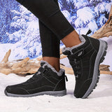 Cozy Fleece-Lined Winter Sneakers for Women - Non-Slip, Soft Sole, Warm Mid-Top Shoes with Hook-and-loop Fastener Closure