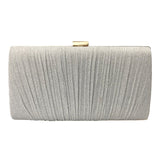 Bjlxn - Glitter Ruched Evening Bag Textured Fabric Formal Banquet Handbag For Wedding Party Prom