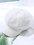 Bjlxn - Vintage Contrast Color Houndstooth Plaid Woolen Hat