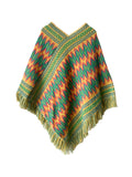 Bjlxn - Asymmetric Keep Warm Tasseled Cape Scarf