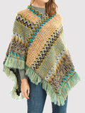 Bjlxn - Asymmetric Keep Warm Tasseled Cape Scarf