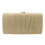 Bjlxn - Glitter Ruched Evening Bag Textured Fabric Formal Banquet Handbag For Wedding Party Prom