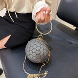 Bjlxn - Circle Evening Bag with Rhinestone Ring Clutch Purse Round Ball Shaped Handbag Mini Chain Crossbody Bag