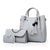Bjlxn - 3 Pcs Solid Color Tote Bag Set Large Capacity Tassel Decor Handbag Crossbody Bag & Flap Purse