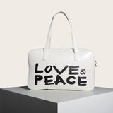 Bjlxn - Large Capacity Letter Printed Boston Bag Preppy Shouder Bag Trendy Portable Bag For Travel