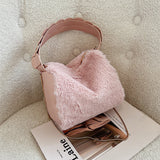 Bjlxn - Fashion Fluffy Plush Handbag Chain Crossbody Bag Casual Versatile Shoulder Bag & Purse