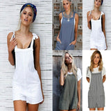 Women Ladies Loose Overalls Pockets Jumpsuit Sleeveless Strap Rompers Playsuit Causal Trousers Rompers