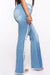 Bjlxn - Baby Blue Casual Patchwork Ripped High Waist Regular Denim Jeans