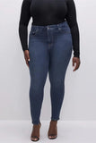 Bjlxn - Black Casual Solid Patchwork High Waist Skinny Denim Jeans